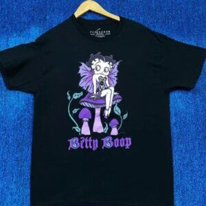Betty Boop Mushroom Dark Pixie Fleischer Studios Movie Tee L
